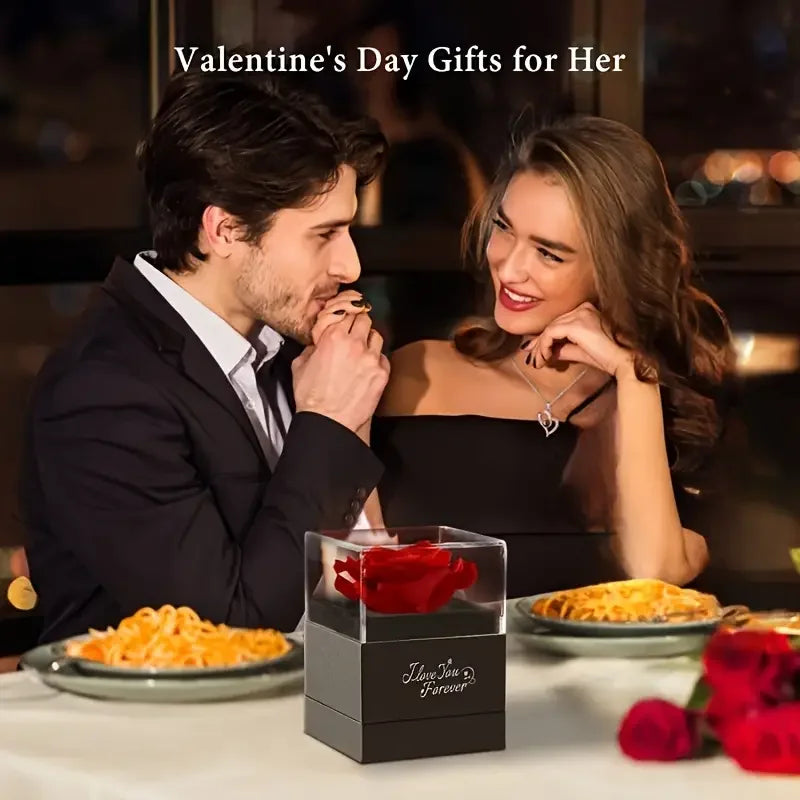 Eternal Rose Gift Box with Heart Necklace