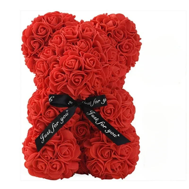 Ours en peluche avec roses à LED